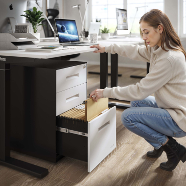 desk drawer unit filing cabinet white black frame metal 2