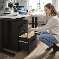 Office Drawer Unit Block, 2 Drawers + Filing Drawer, Black frame, Metal Fronts