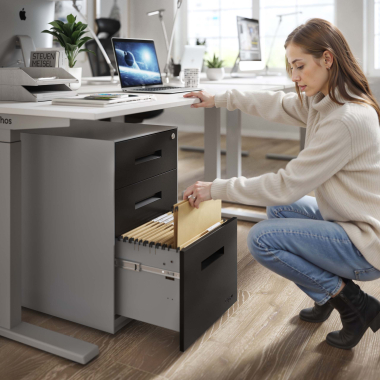 desk drawer unit filing cabinet black aluminium frame metal 2