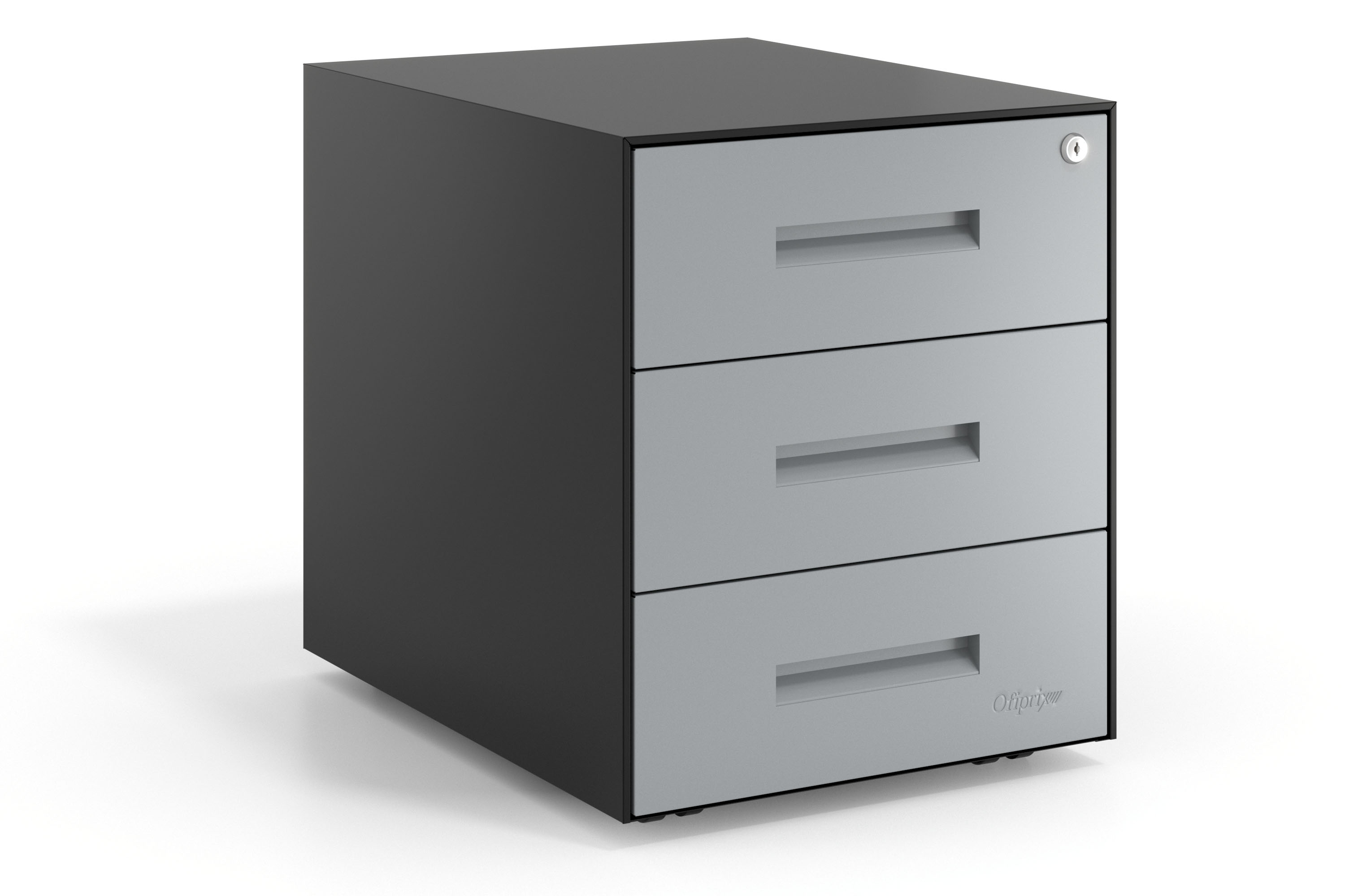 Desk Drawer Unit Block, 3 Drawers, Black frame, Metal Fronts