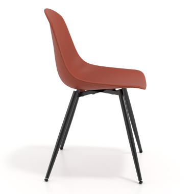 visitor chair red 4 legs plastic no armrests 3