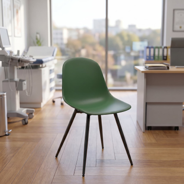 visitor chair green 4 legs plastic no armrests 2