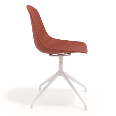 meeting room chair red pyramid base plastic no armrests 3