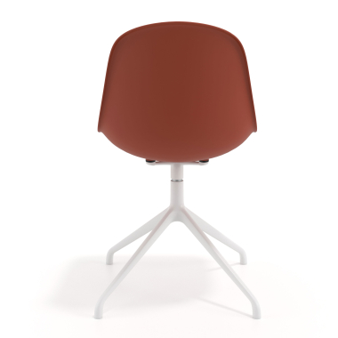 meeting room chair red pyramid base plastic no armrests 4