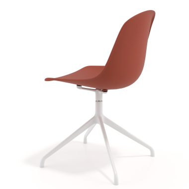 meeting room chair red pyramid base plastic no armrests 5