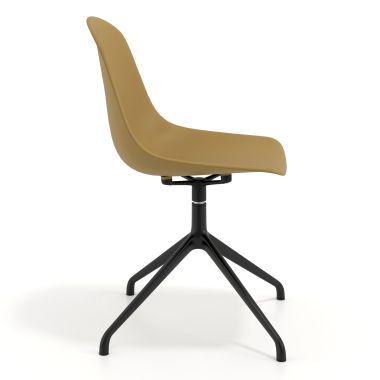meeting room chair mustard pyramid base plastic no armrests 3