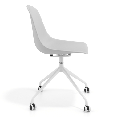 meeting room chair white light gray with casters plastic no armrests 3