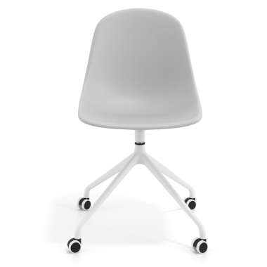 meeting room chair white light gray with casters plastic no armrests 6