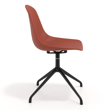 meeting room chair red pyramid base plastic no armrests 3