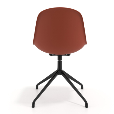 meeting room chair red pyramid base plastic no armrests 4