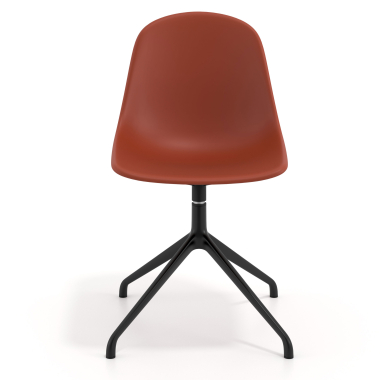meeting room chair red pyramid base plastic no armrests 6