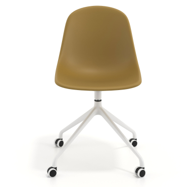 meeting room chair mustard with casters plastic no armrests 6