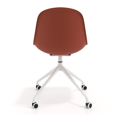 meeting room chair red with casters plastic no armrests 4