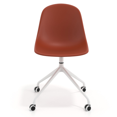 meeting room chair red with casters plastic no armrests 6