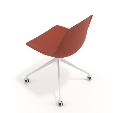 meeting room chair red with casters plastic no armrests 7