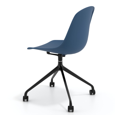 meeting room chair blue with casters plastic no armrests 5