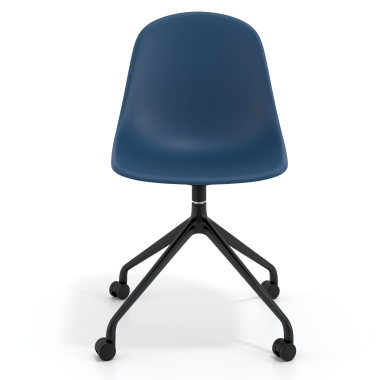 meeting room chair blue with casters plastic no armrests 6
