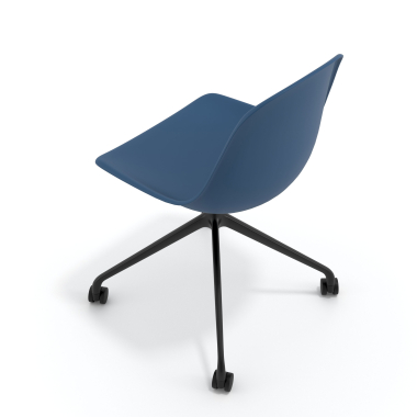 meeting room chair blue with casters plastic no armrests 7