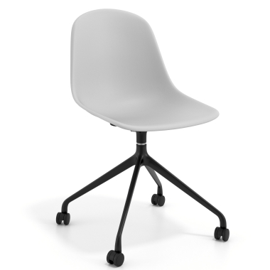 meeting room chair light gray with casters plastic no armrests 1