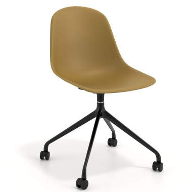 meeting room chair mustard with casters plastic no armrests 1