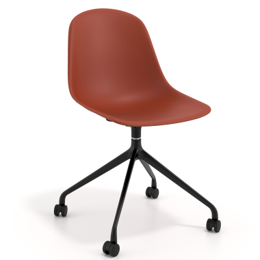 meeting room chair red with casters plastic no armrests 1