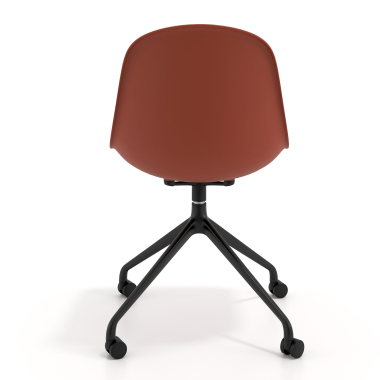 meeting room chair red with casters plastic no armrests 4
