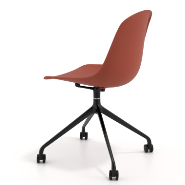 meeting room chair red with casters plastic no armrests 5