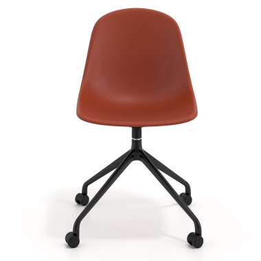 meeting room chair red with casters plastic no armrests 6