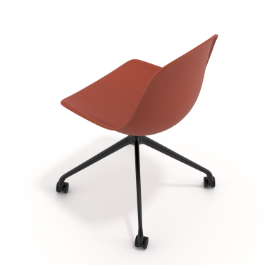 meeting room chair red with casters plastic no armrests 7