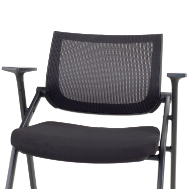 chair with writing tablet black 4 legs mesh fixed armrests 6