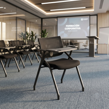 chair with writing tablet black with writing tablet mesh fixed armrests 2