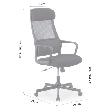 home office chair white grey venus mesh fixed armrests lumbar support headrest 15