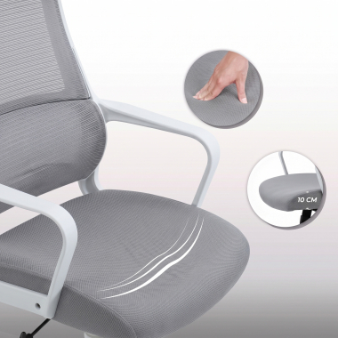 home office chair white grey venus mesh fixed armrests lumbar support headrest 10