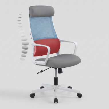 home office chair white grey venus mesh fixed armrests lumbar support headrest 9
