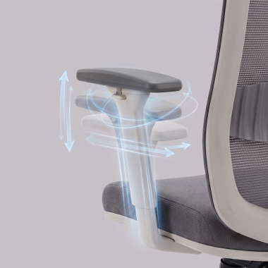home office chair white grey task mesh 1d adjustable armrests lumbar support headrest 6