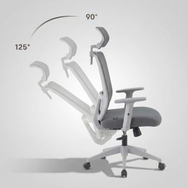 home office chair white grey aria mesh 1d adjustable armrests lumbar support headrest 8