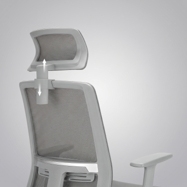 home office chair white grey aria mesh 1d adjustable armrests lumbar support headrest 15