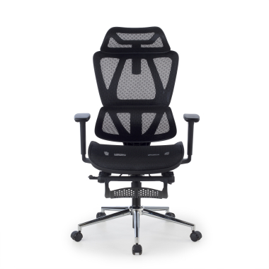 office chair black sion mesh movable armrests headrest extendable footrest 3