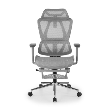 office chair white grey sion mesh movable armrests headrest extendable footrest 3