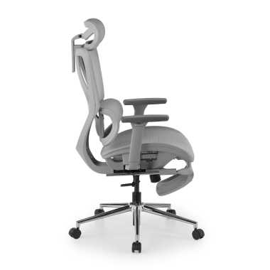 office chair white grey sion mesh movable armrests headrest extendable footrest 11