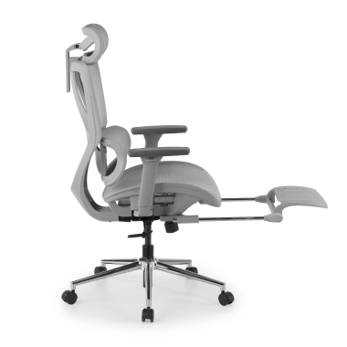 office chair white grey sion mesh movable armrests headrest extendable footrest 4