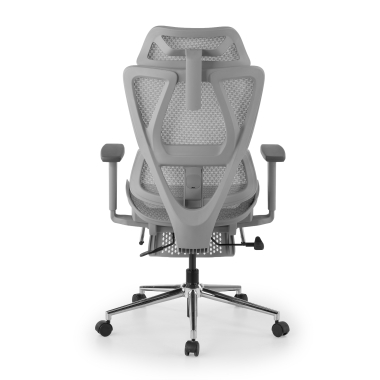 office chair white grey sion mesh movable armrests headrest extendable footrest 5