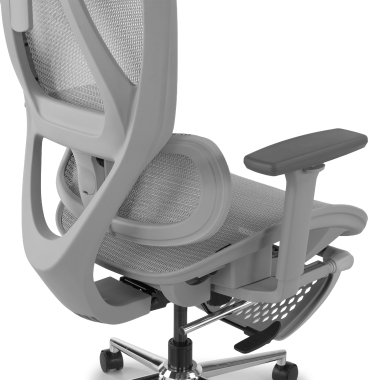 office chair white grey sion mesh movable armrests headrest extendable footrest 6