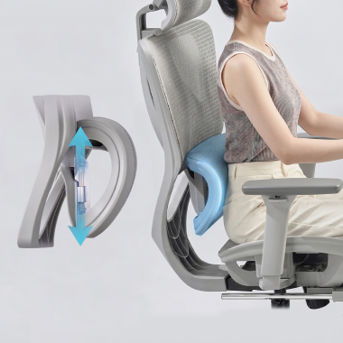 office chair white grey sion mesh movable armrests headrest extendable footrest 10