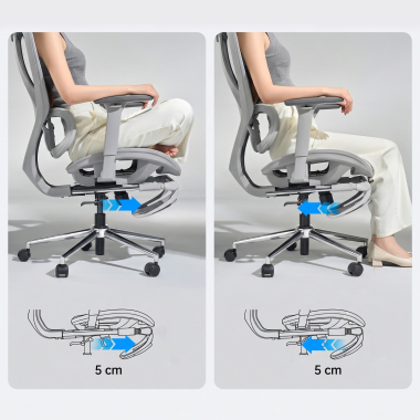 office chair white grey sion mesh movable armrests headrest extendable footrest 9