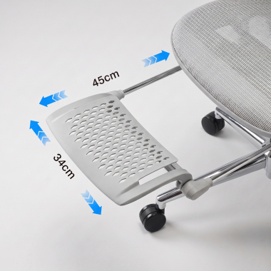office chair white grey sion mesh movable armrests headrest extendable footrest 15