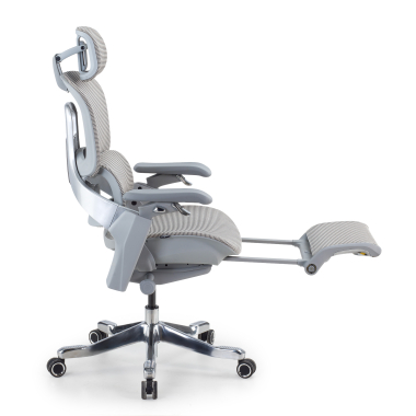 ergonomic chair white grey zenmax ergonomic chair aluminum footrest mesh 4d adjustable armrests double lumbar support headrest extendable footrest 5