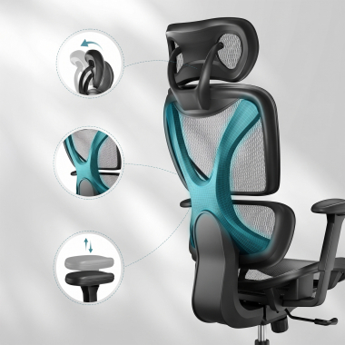 ergonomic chair black velstrom mesh 3d adjustable armrests double lumbar support headrest 9