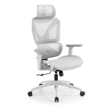 ergonomic chair white grey velstrom mesh 3d adjustable armrests double lumbar support headrest 1