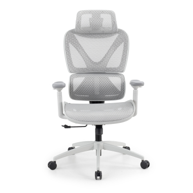 ergonomic chair white grey velstrom mesh 3d adjustable armrests double lumbar support headrest 3